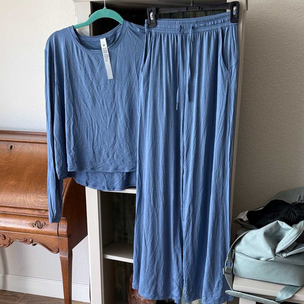 lululemon athletica Modal Blue Wide Leg lounge set